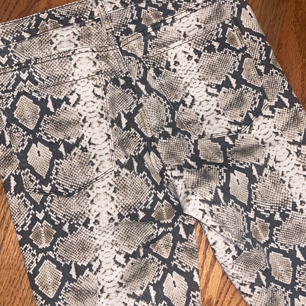 Women’s Hudson Barbara Super Skinny snakeskin print jeans Size 29 Dk Brown Cream - Picture 6 of 13